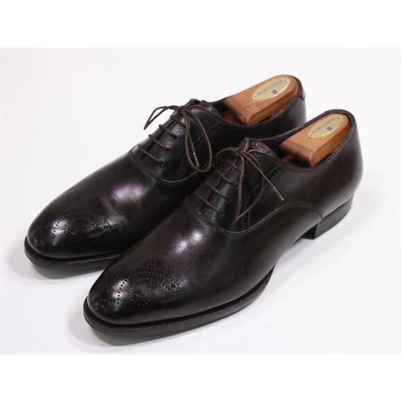 Massimiliano Stanco Dark Brown Lace Up Oxford Leather Dress Shoes Mens US 10 main image 4